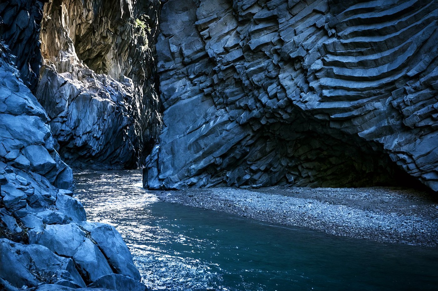 Alcantara Gorges basalt canyon near Mount Etna