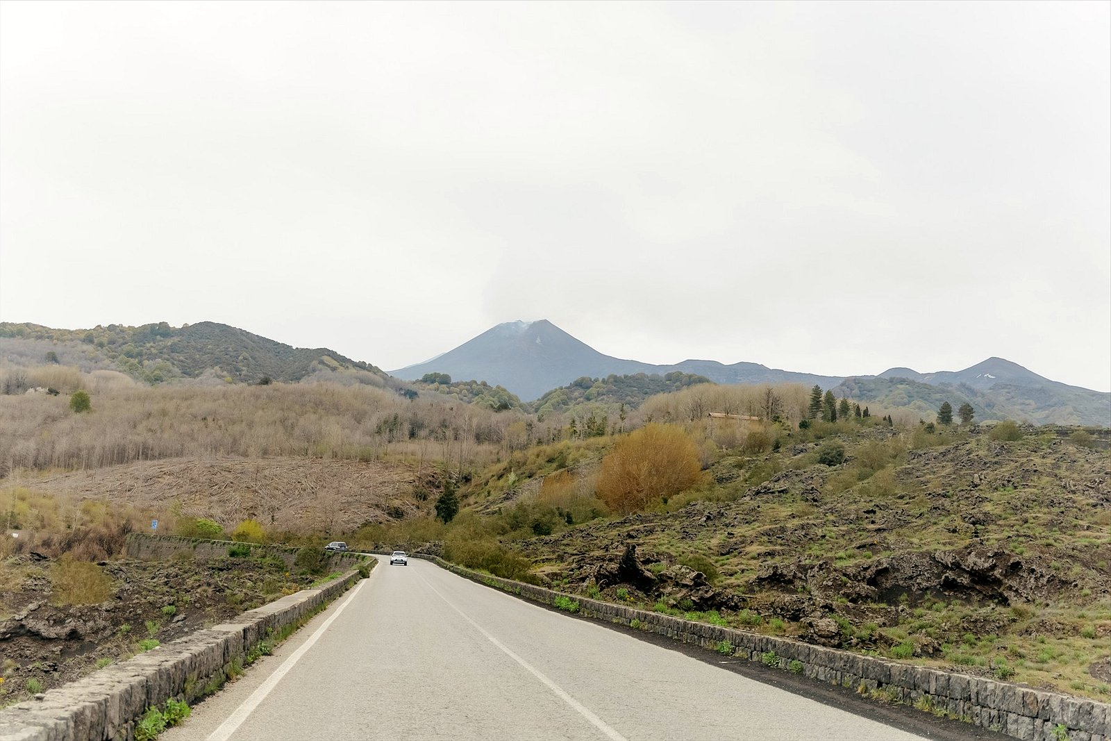 Road climbing towards Mount Etna from Catania